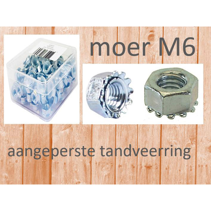 Bofix moer met aangeperste tandveerring M6 (100st)
