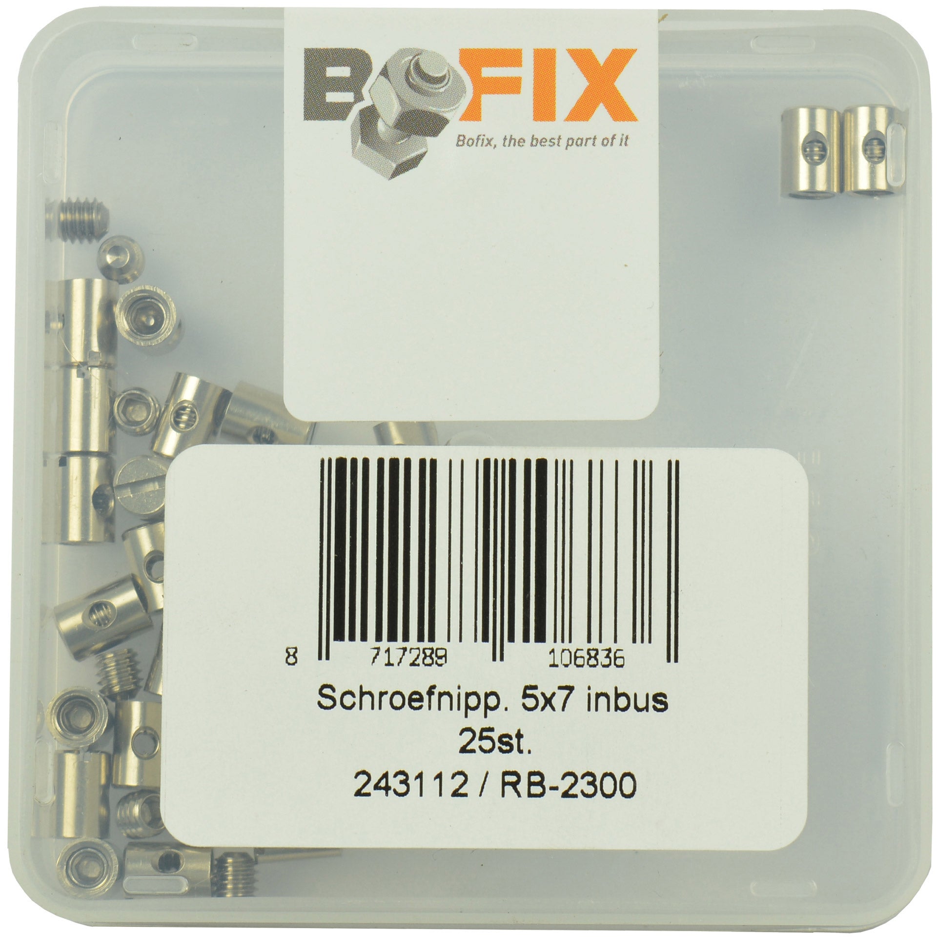Bofix schroefnippel gas 5x7 (25st)