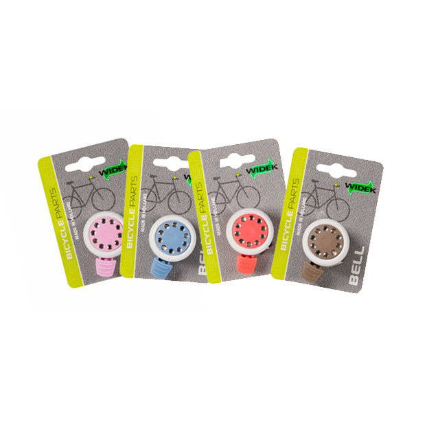Sonnette Widek Bling-Bling sur carte blanche et couleurs pastel assorties
