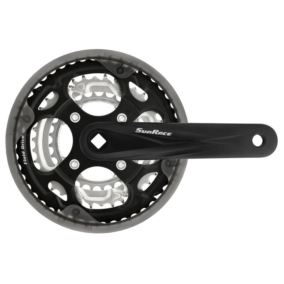 SunRace crankstel FCM300 -5mm 28-38-48 170mm m/CG zw/zi