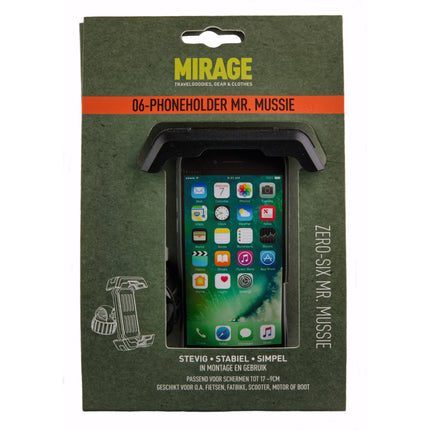 Mirage telefoonhouder Zero-Six Mr. Mussie zwart