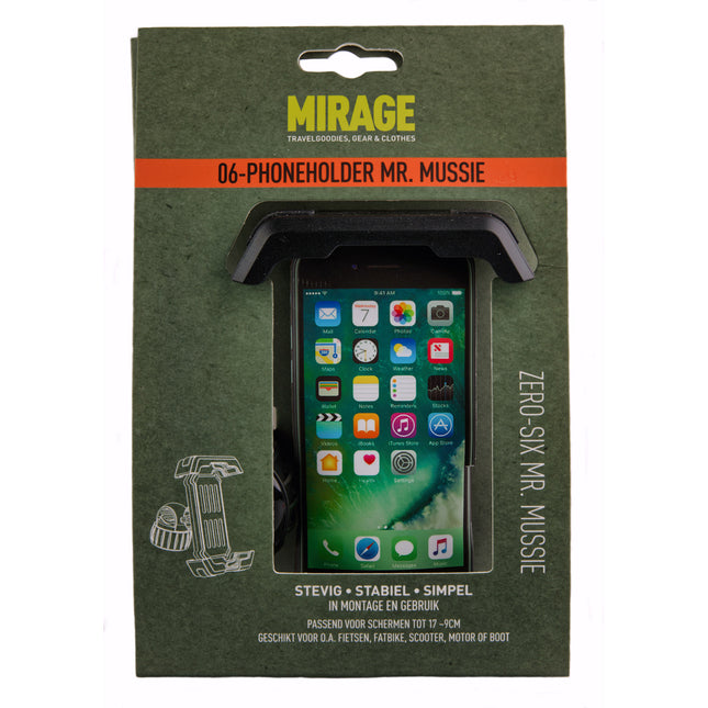 Mirage telefoonhouder Zero-Six Mr. Mussie zwart
