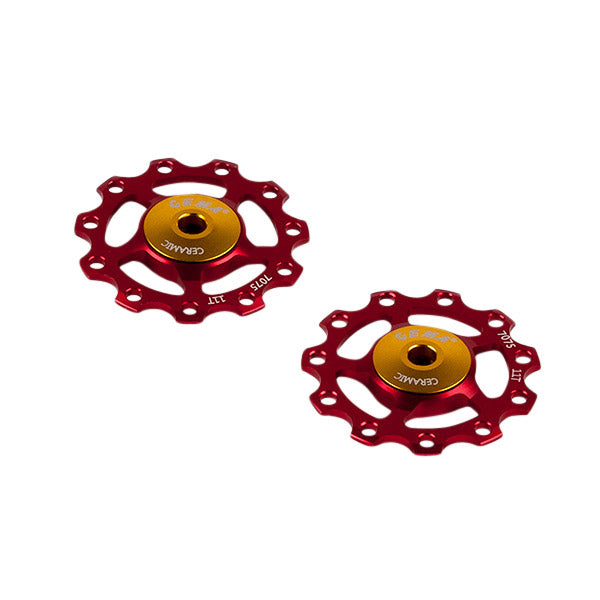 CEMA derailleurwieltjes keramisch 9/10/11v alu rood