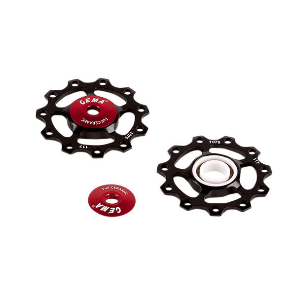 CEMA derailleurwieltjes full keramisch 9/10/11V alu zwart