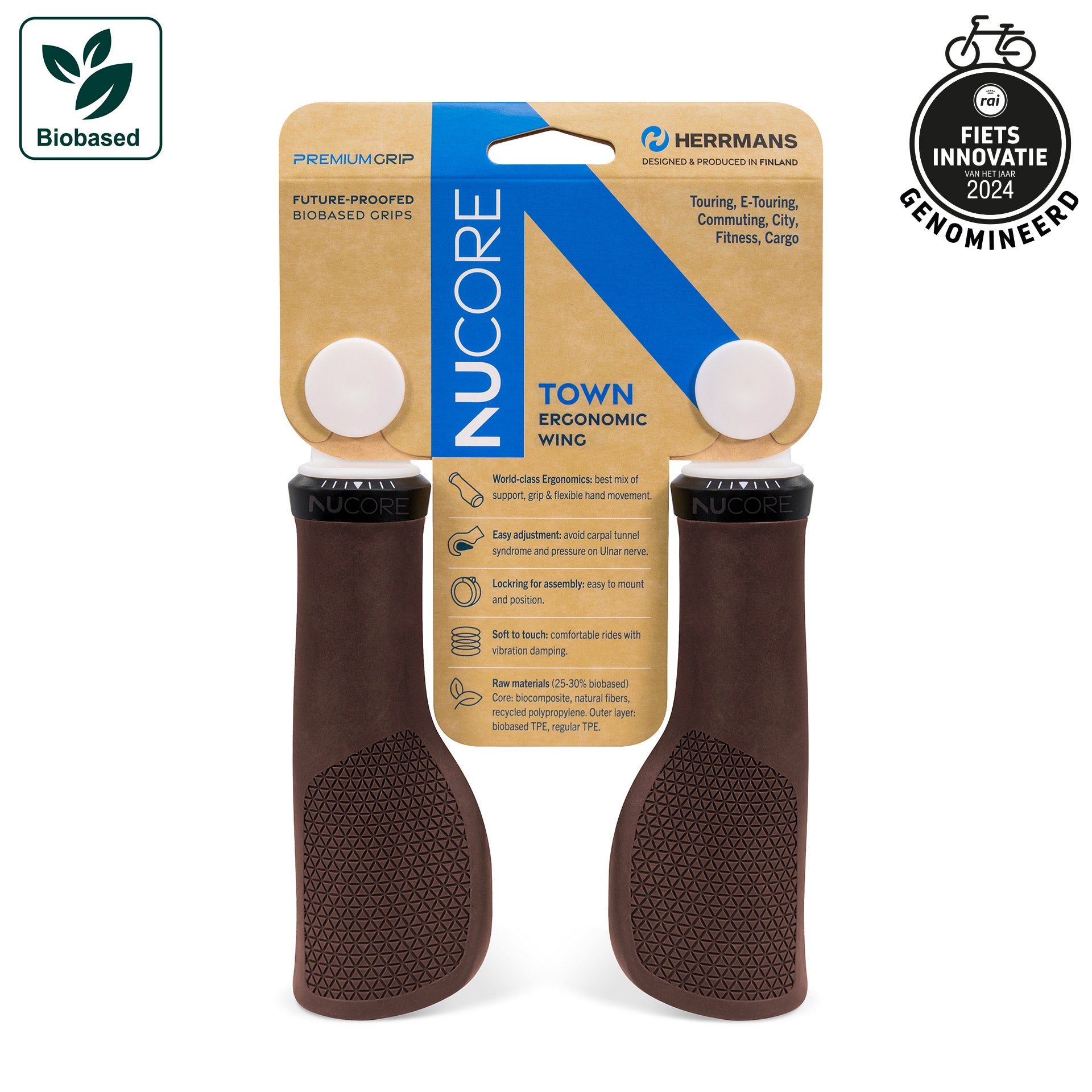 Herrmans handvatset Nucore Town Peak 130/130mm bruin