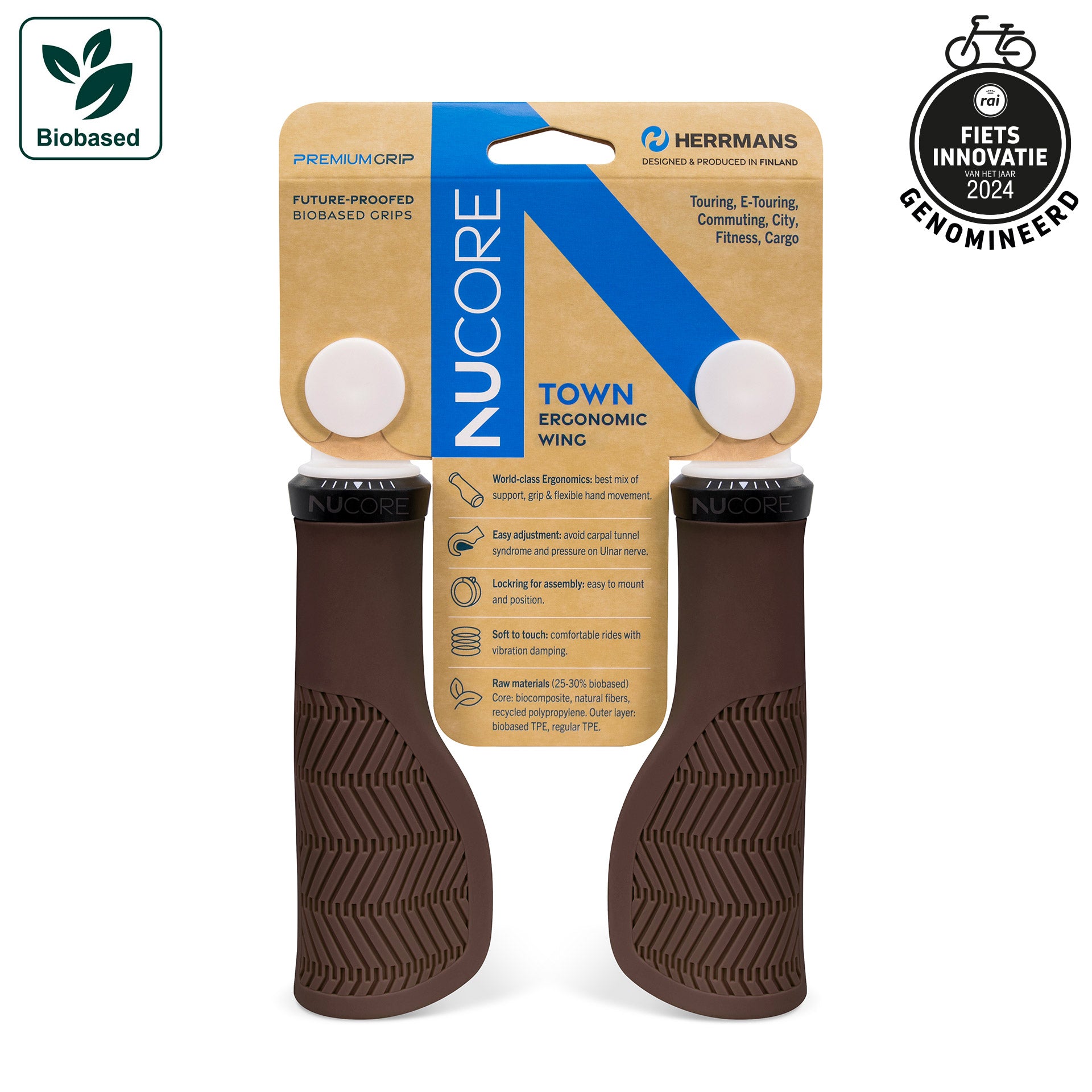 Herrmans handvatset Nucore Town Wave 130/130mm bruin