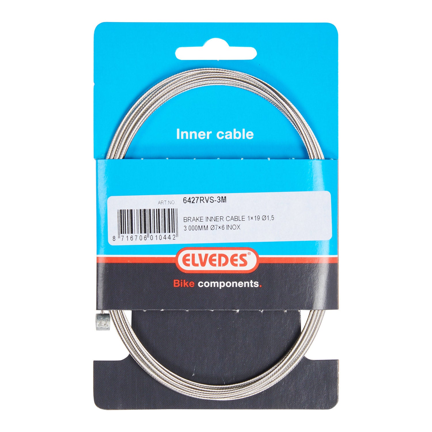 Elvedes rem binnenkabel 3000mm RVS T-nippel