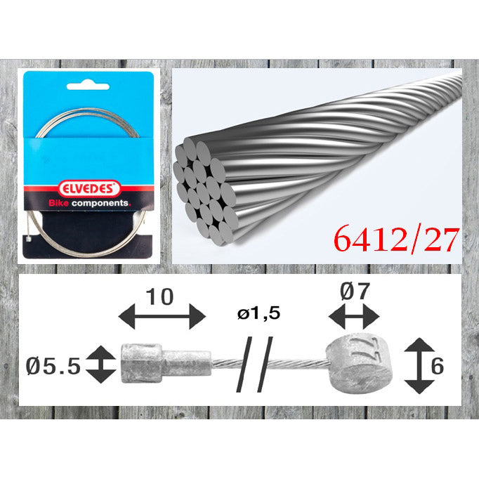 Elvedes rem binnenkabel 3500mm RVS T-nippel 6x7mm