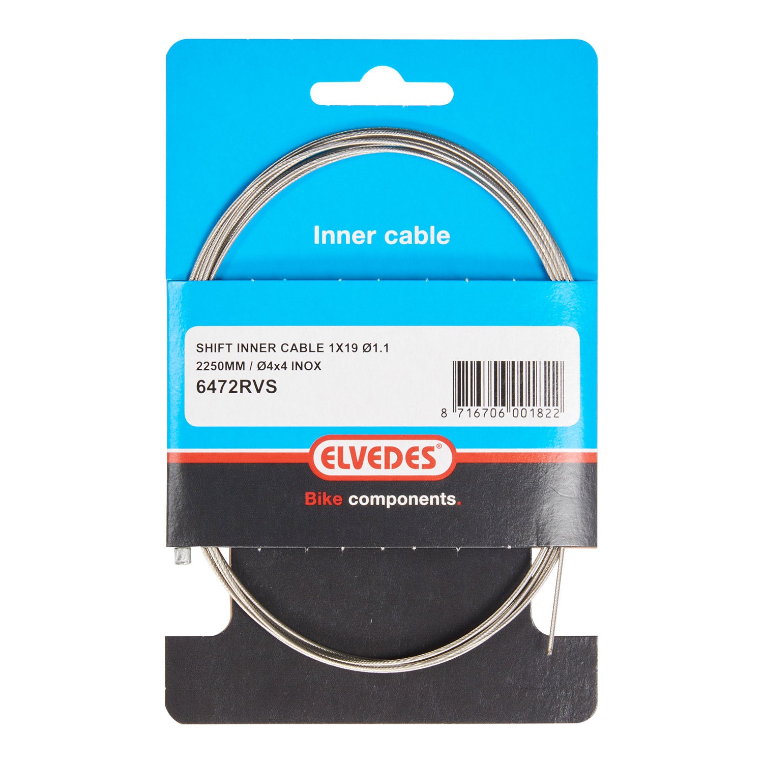 Elvedes schakel binnenkabel ø1.1mm 2250mm N-nippel RVS