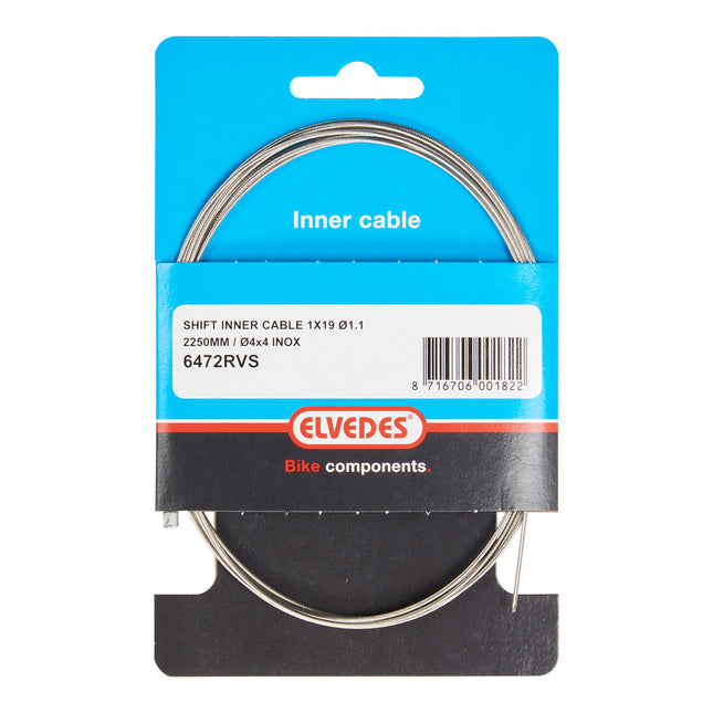 Elvedes schakel binnenkabel ø1.1mm 2250mm N-nippel RVS