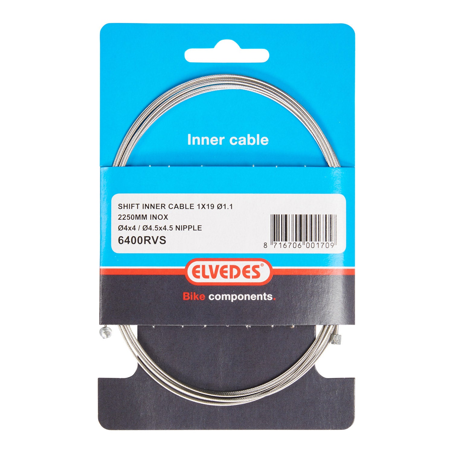 Elvedes schakel binnenk 2250mm RVS N+T nippel 6400RVS