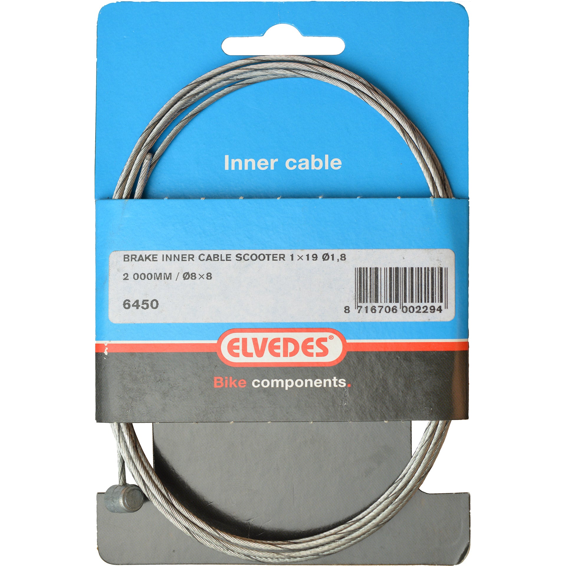 Elvedes rem binnenkabel Ton 8×8 RVS 1.80mm x 2m