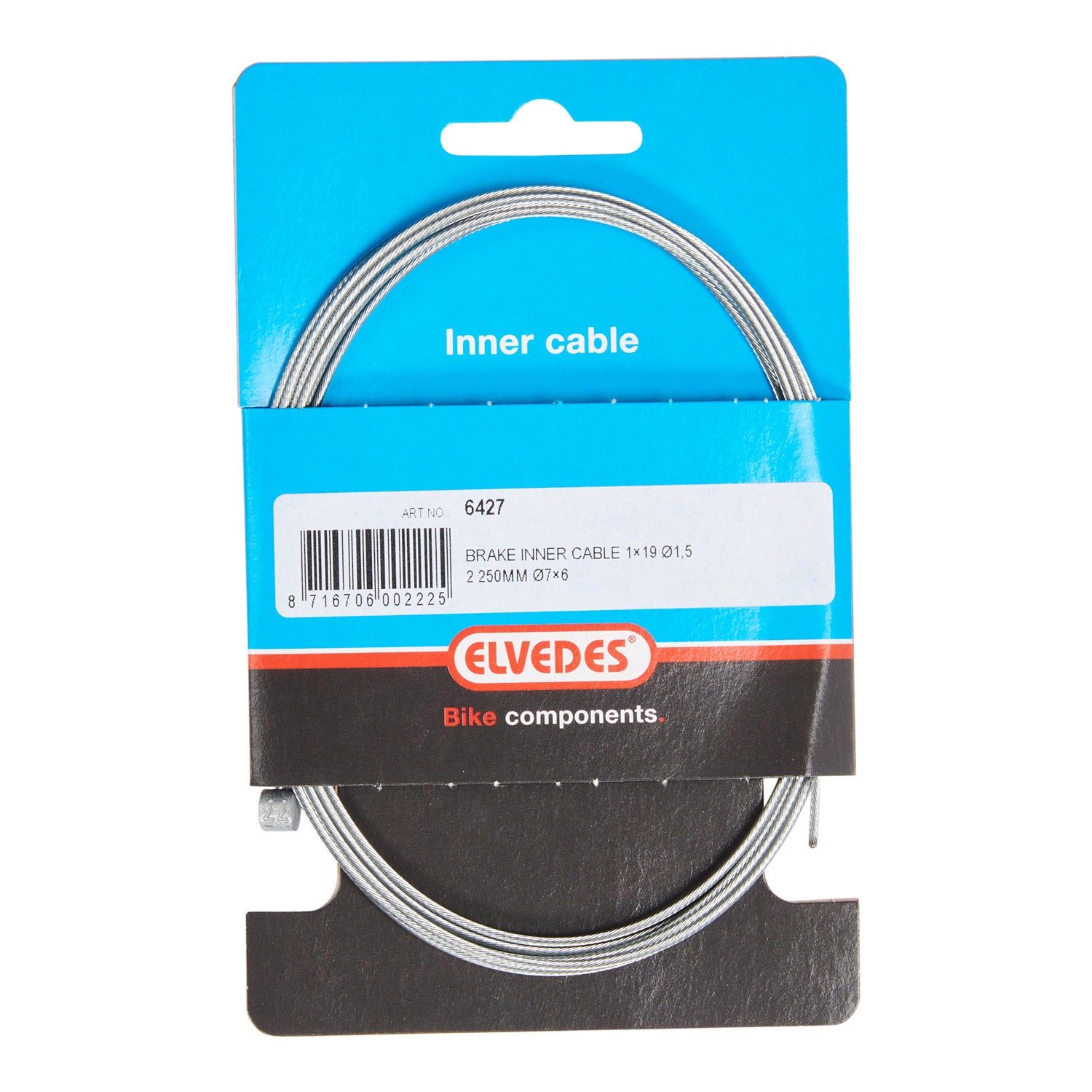 Elvedes rem binnenkabel 2250mm T-nippel verzinkt (per stuk)