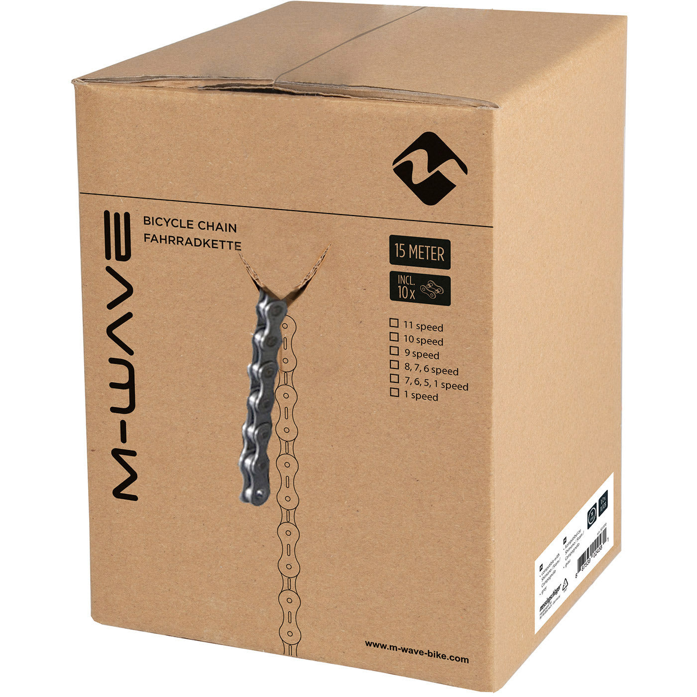 M-Wave ketting 1/6/7/8v ½-3/32" werkplaats 15m zilver