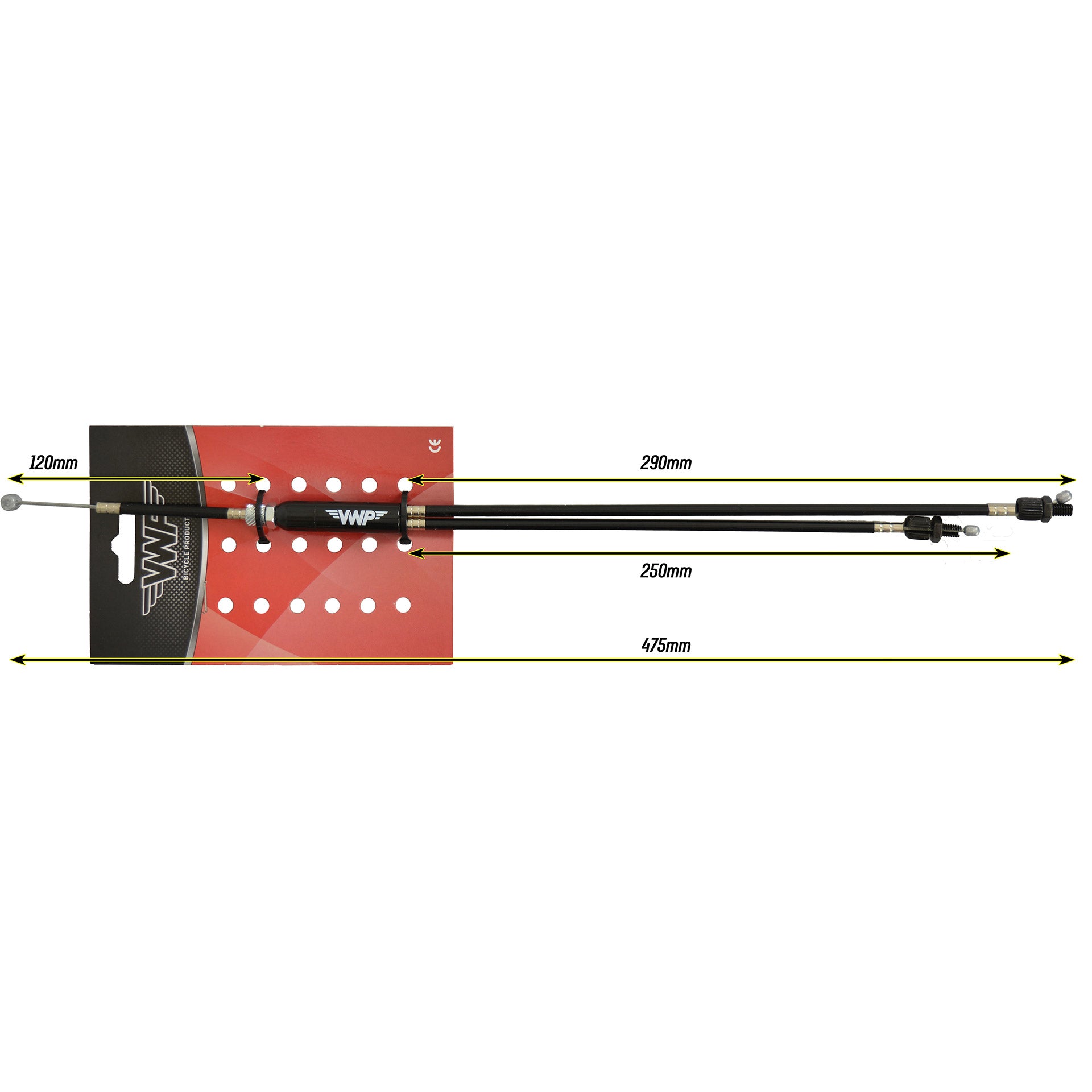 VWP BMX Boven remkabel cpl. m/stelb. 475mm zwart freestyle