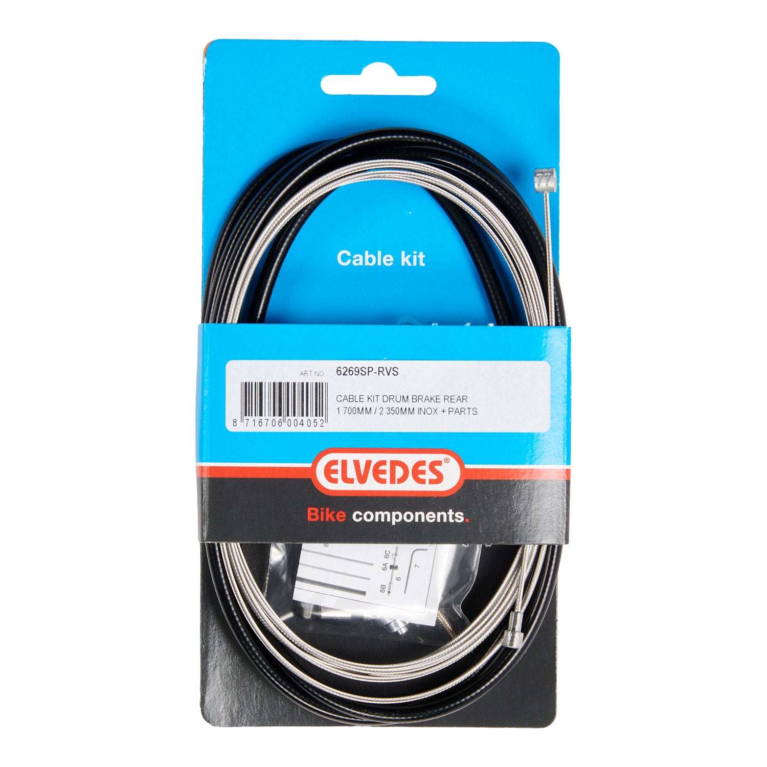 Elvedes trommelrem kabelkit achter zwart RVS 6269SP-RVS