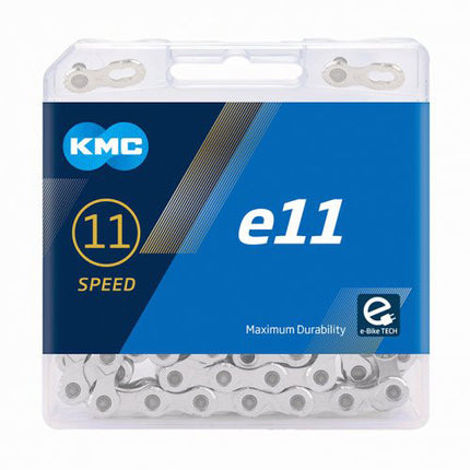 Chaîne KMC 1/2x11/128 122 maillons e11 argent 11v