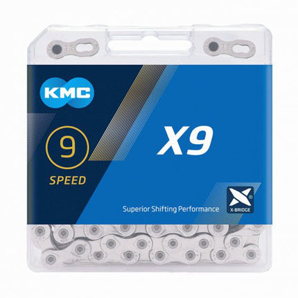 KMC ketting 1/2x11/128 114s  X9 zilver 9v