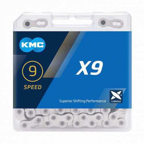KMC ketting 1/2x11/128 114s  X9 zilver 9v