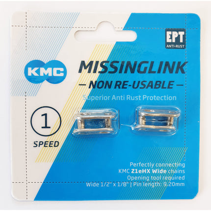 KMC maillon rapide Z1eHX NR EPT ½-⅛ large argent (2 pièces)