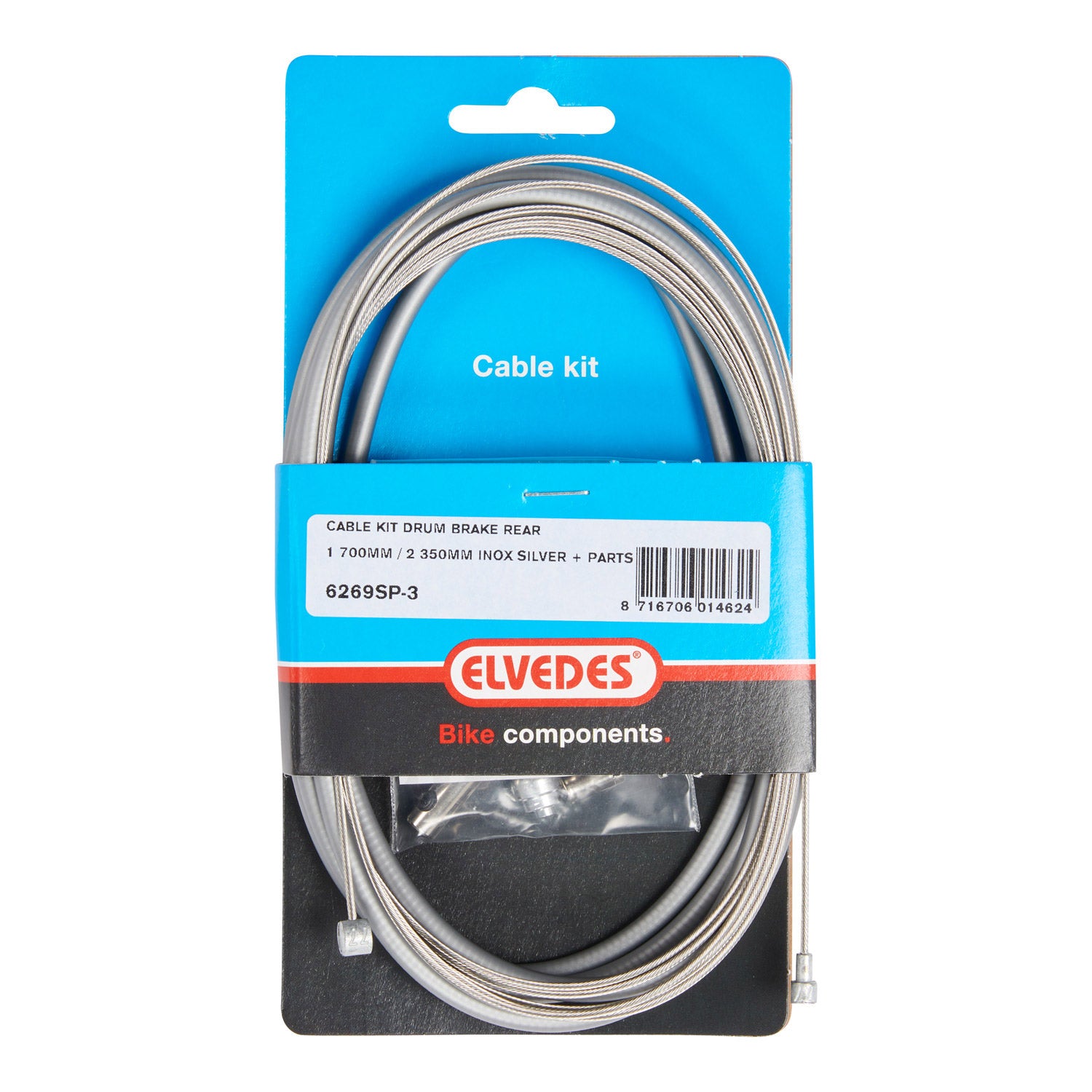 Elvedes trommelrem kabelkit achter zilver RVS 6269SP-3