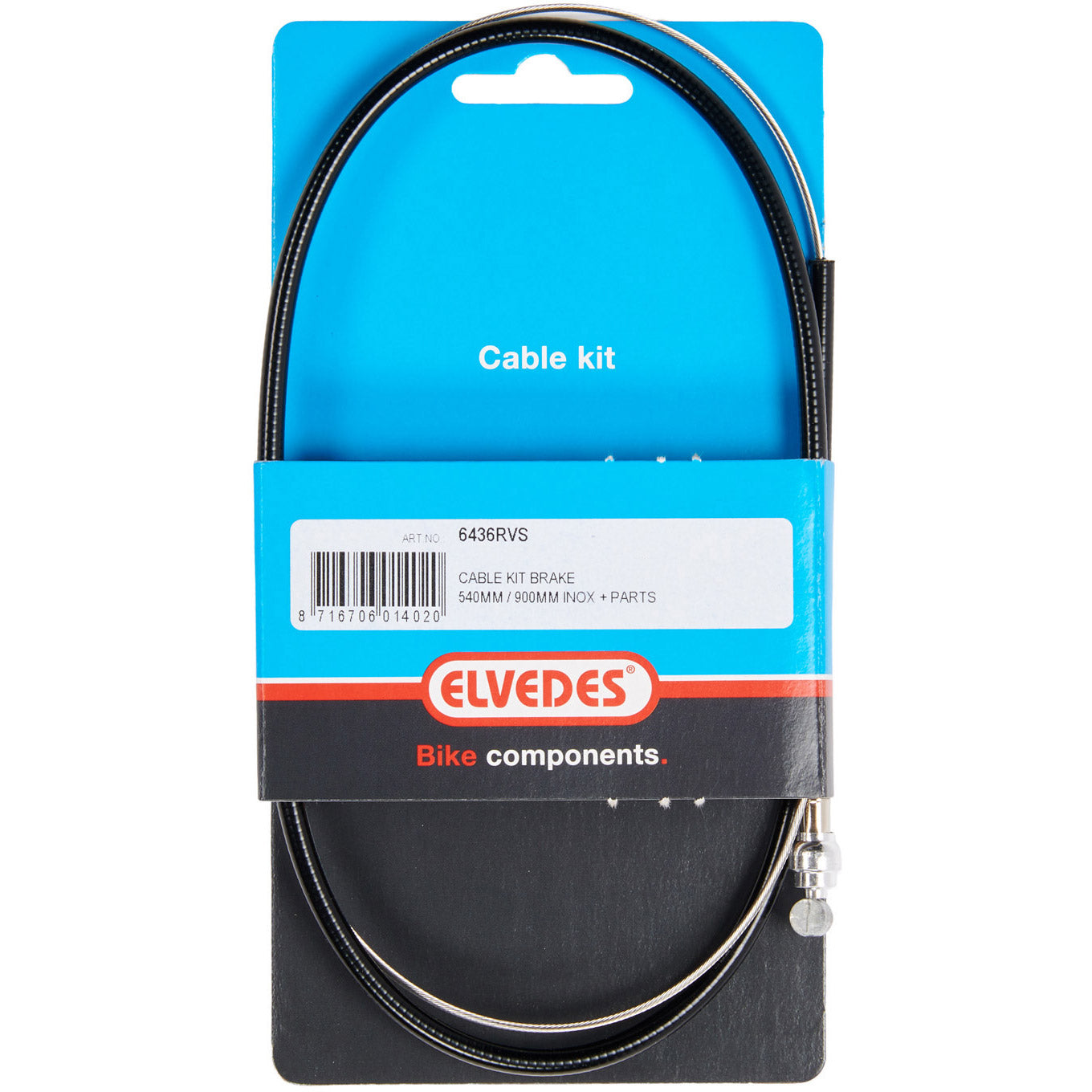 Elvedes remkabelkit T-nippel 540mm/900mm RVS zwart