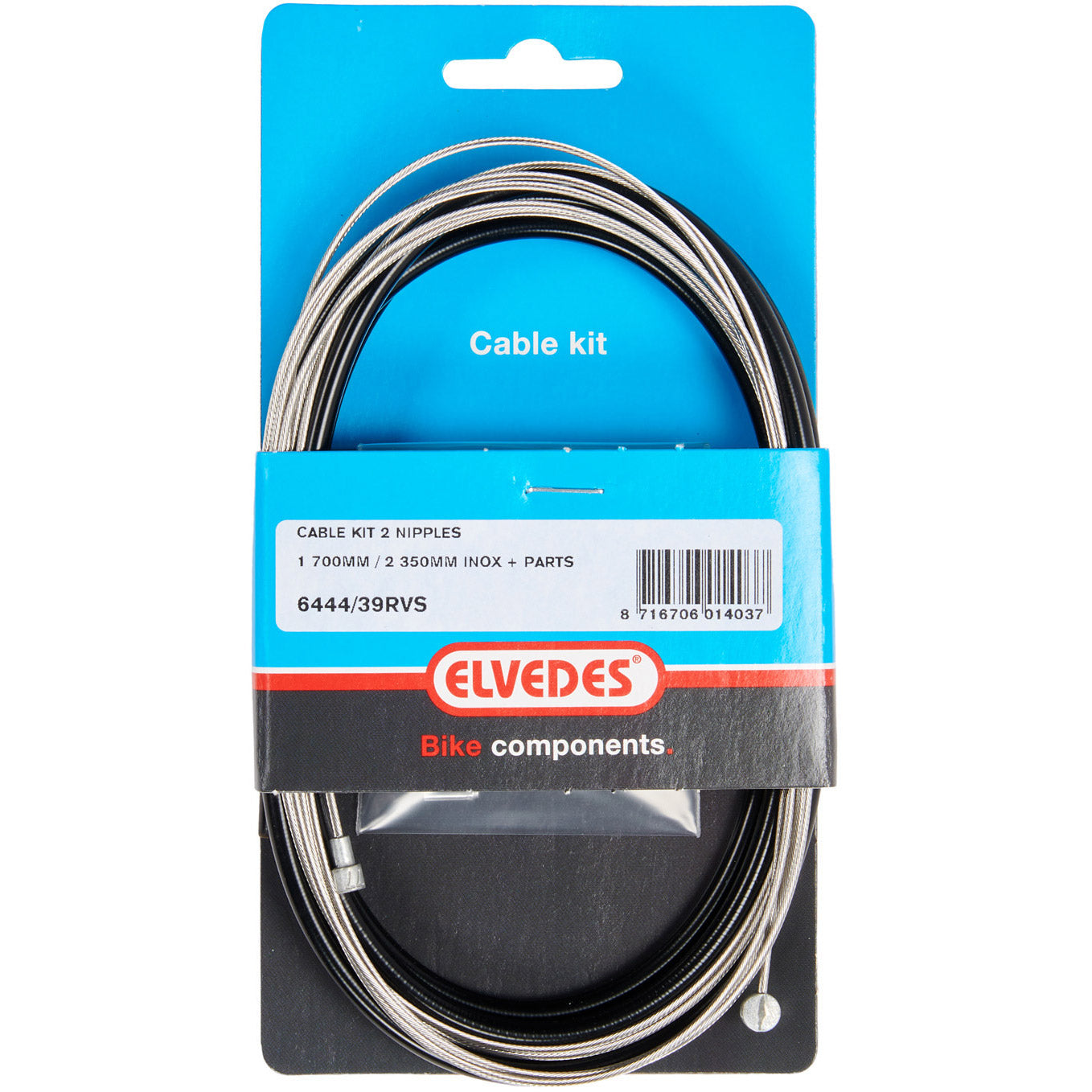 Elvedes remkabelkit 2 nippels 1700mm/2350mm RVS zwart