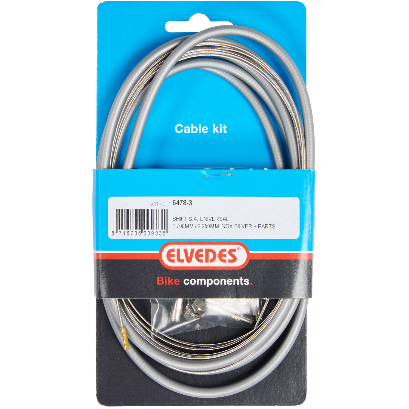 Elvedes schakelkabelkit univ. 1700mm/2250mm RVS zilver