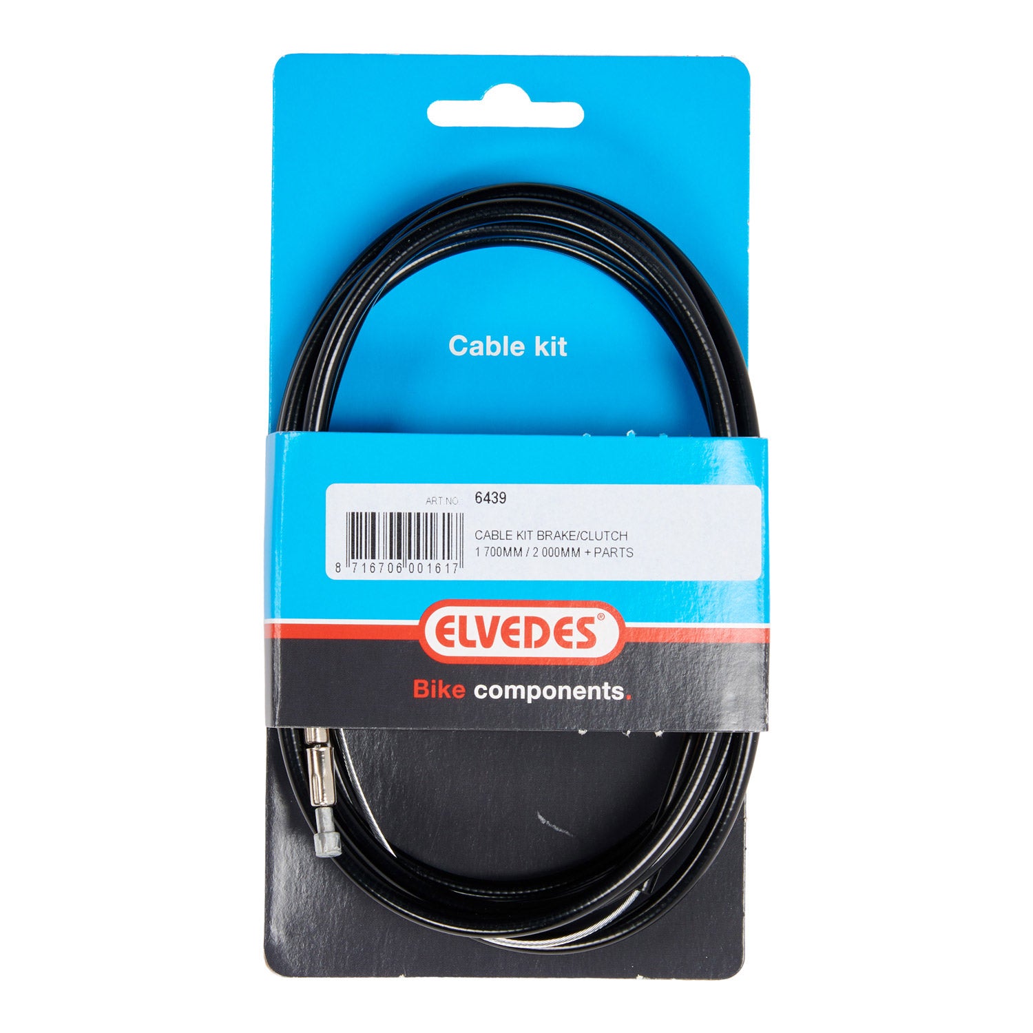 Elvedes rem-/koppelingskabel 2m V-nippel verzinkt zw. 6439