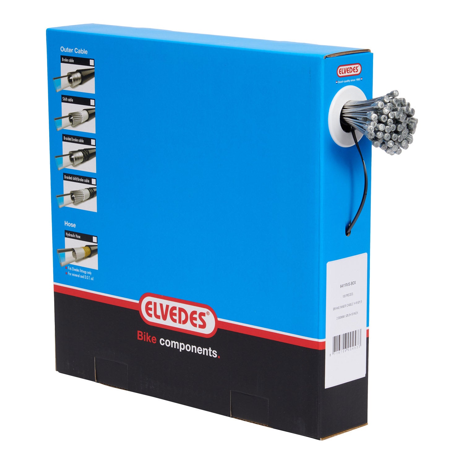 Elvedes rem binnenkabel 2000mm peernippel 5,5x10 rvs (100st)