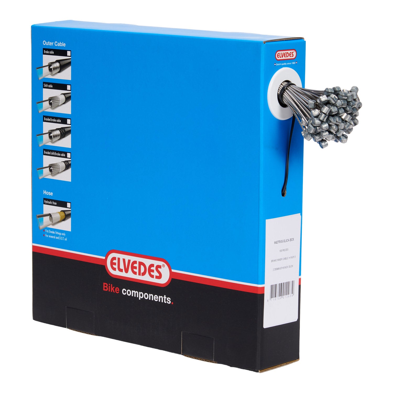 Elvedes rem binnenkabel 2250mm tonnippel rvs slick (100st)
