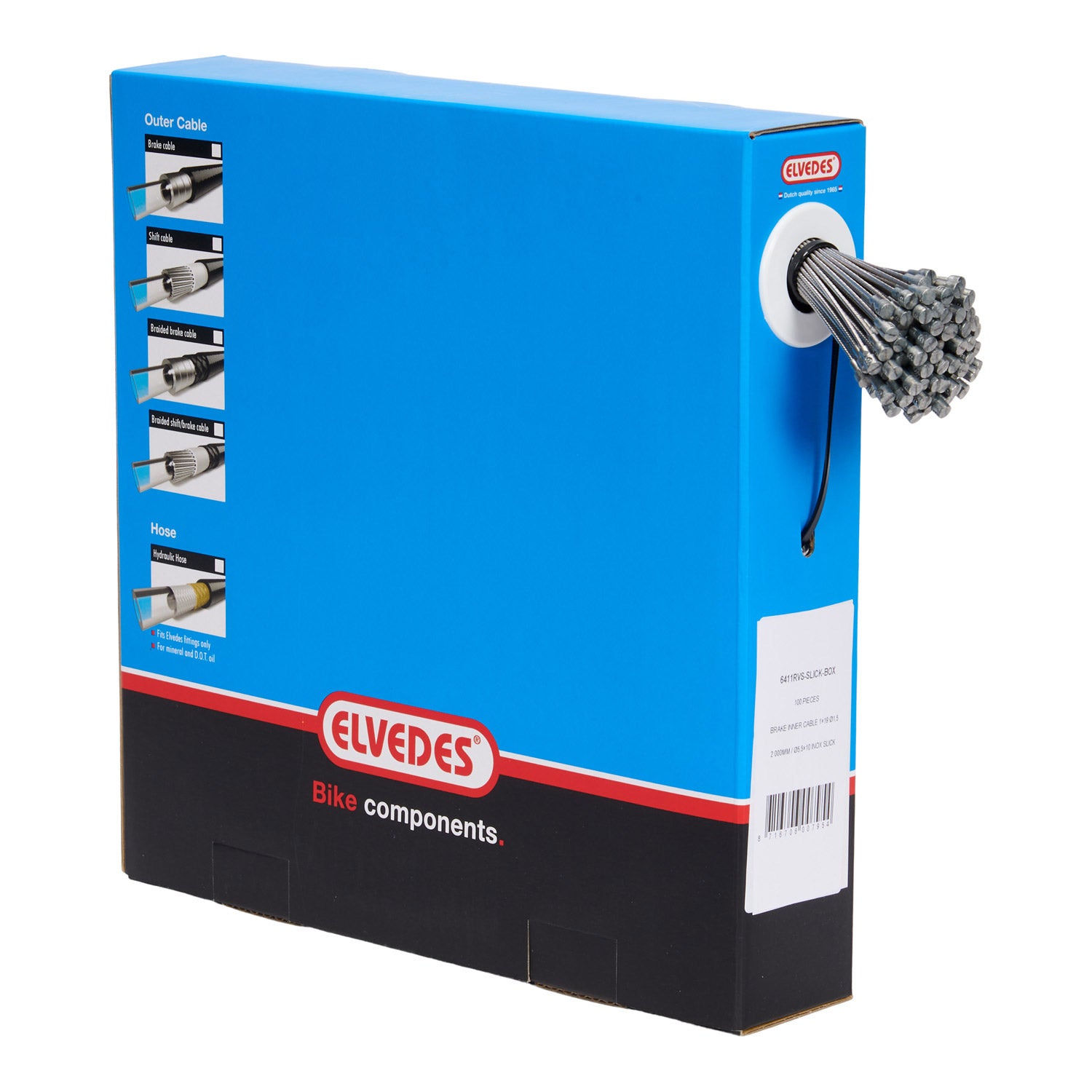 Elvedes rem binnenkabel 2000mm peernippel slick rvs (100st)