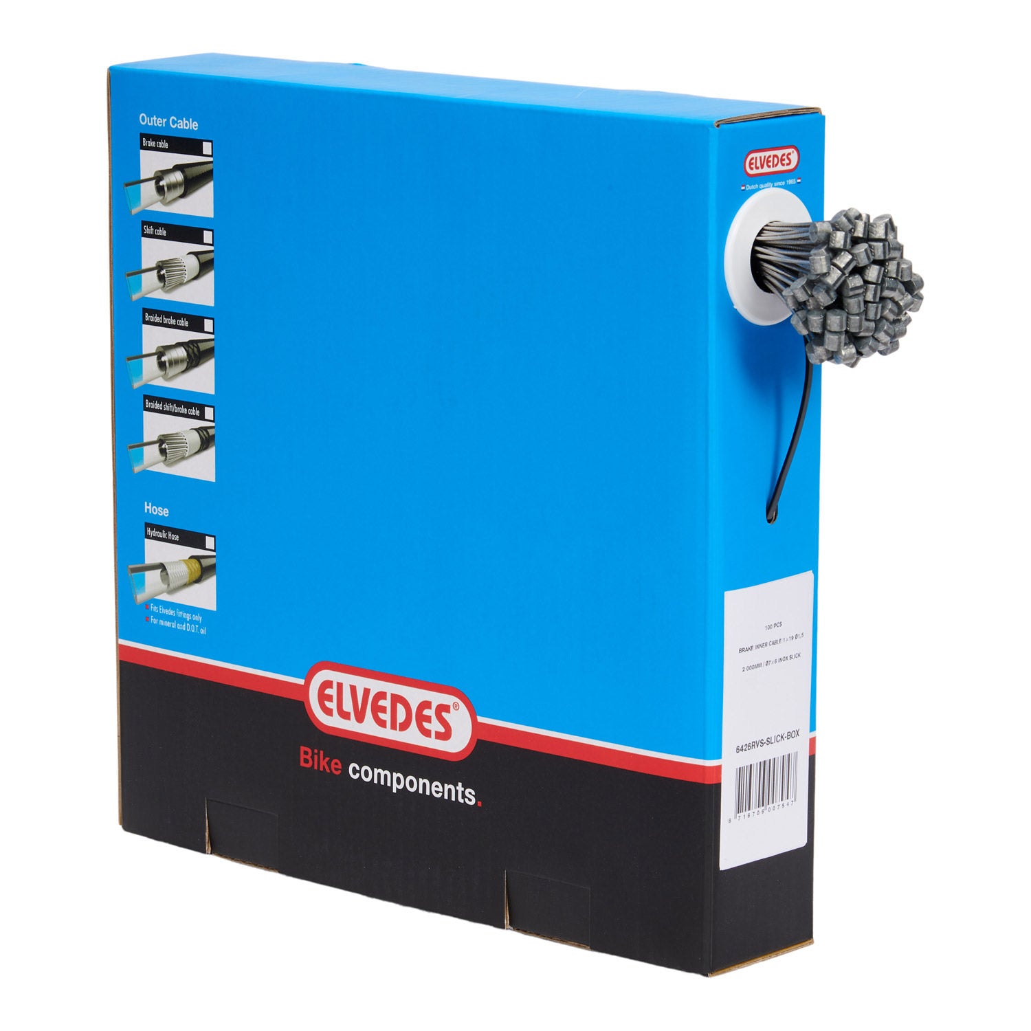 Elvedes rem binnenkabel 2000mm T-nippel rvs slick (100st)