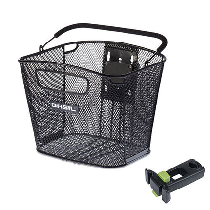 Basil Bold front bicycle basket KF with stem holder black