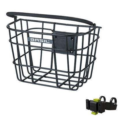 Panier de vélo Basil Bremen KF avec support de cintre en aluminium noir