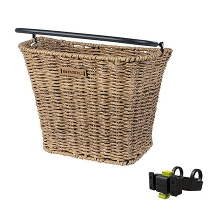 Basil Bremen RL KF bicycle basket + handlebar bracket light brown