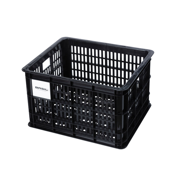 Fietskrat -   Basil fietskrat M gerecycled kunststof 29,5L zwart