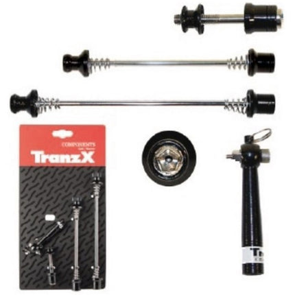 Tranz X Quickrelease set (V+A) zwart (trekas/snelspanner)
