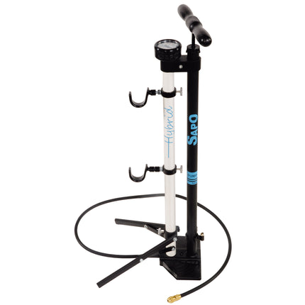 Pompe à pied SapO Hybrid avec support de vélo et manomètre HV/FV/AV