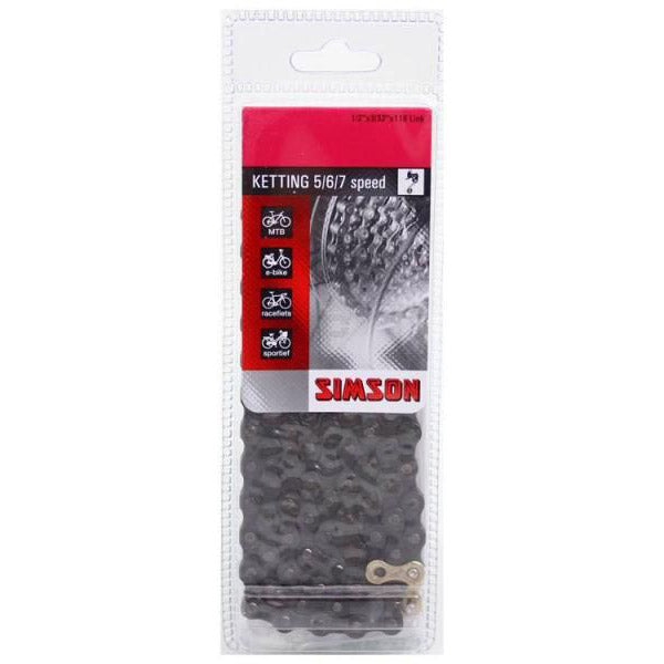 Simson ketting 5/6/7v 116L zilver