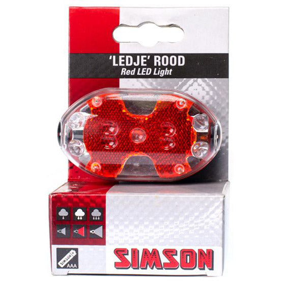 Simson achterlicht 5 LED incl. batterijen op kaart