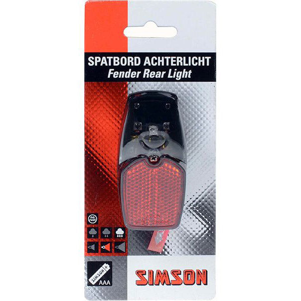 Simson spatbordachterlicht LED incl. batterijen op kaart
