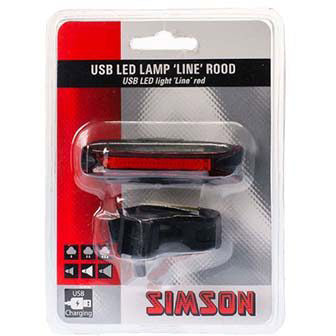 Simson achterlicht Line USB LED oplaadbaar zwart