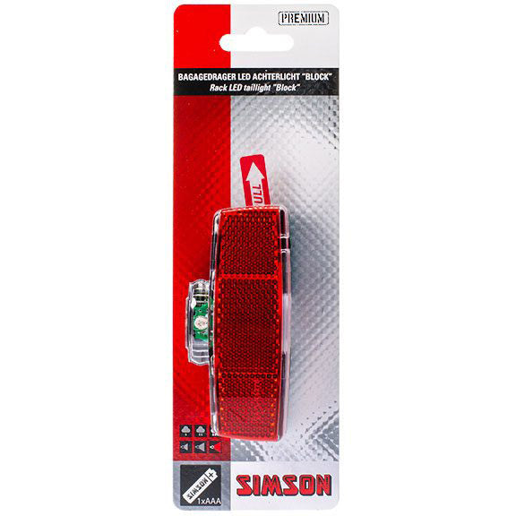 Simson achterlicht Block LED bagagedrager incl. bat.