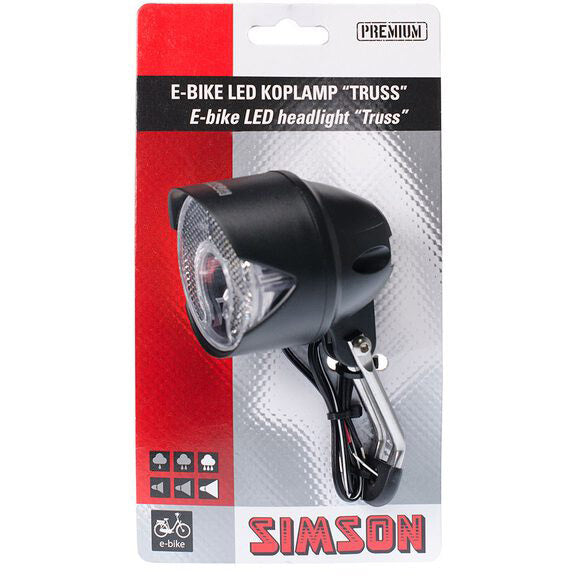 Simson koplamp Truss voorvork E-bike 6-60V 30lux zwart