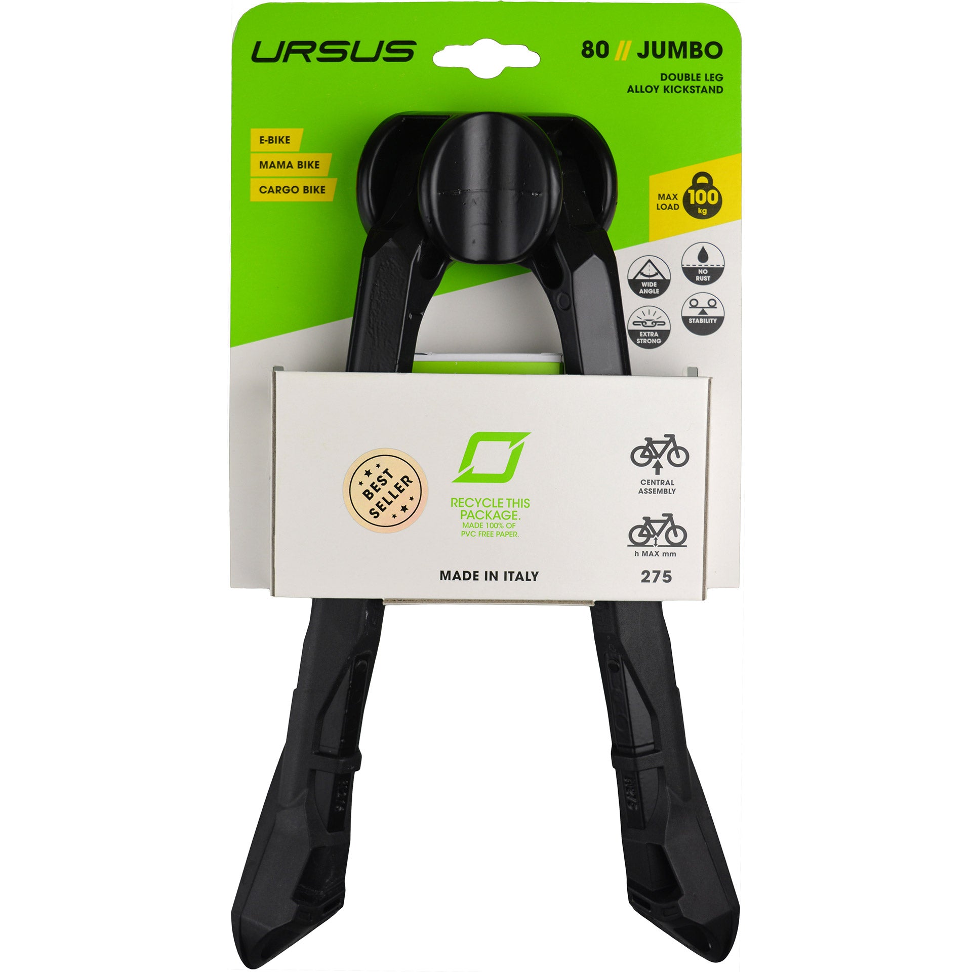 Ursus middenstandaard dubbel Jumbo 26" 275mm zwart