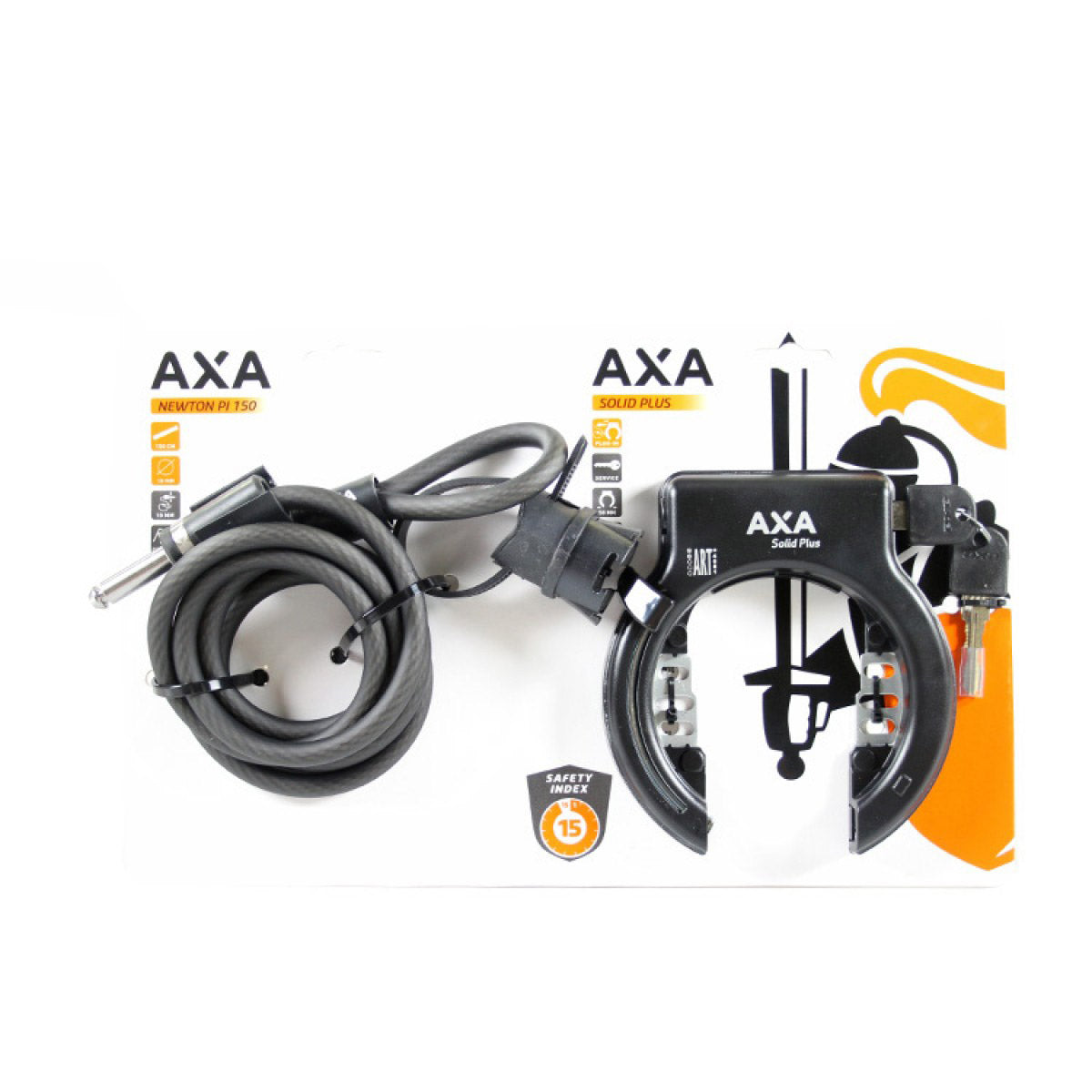 AXA veiligheidsslot Solid Plus + Newton 150 fietskabel zwart