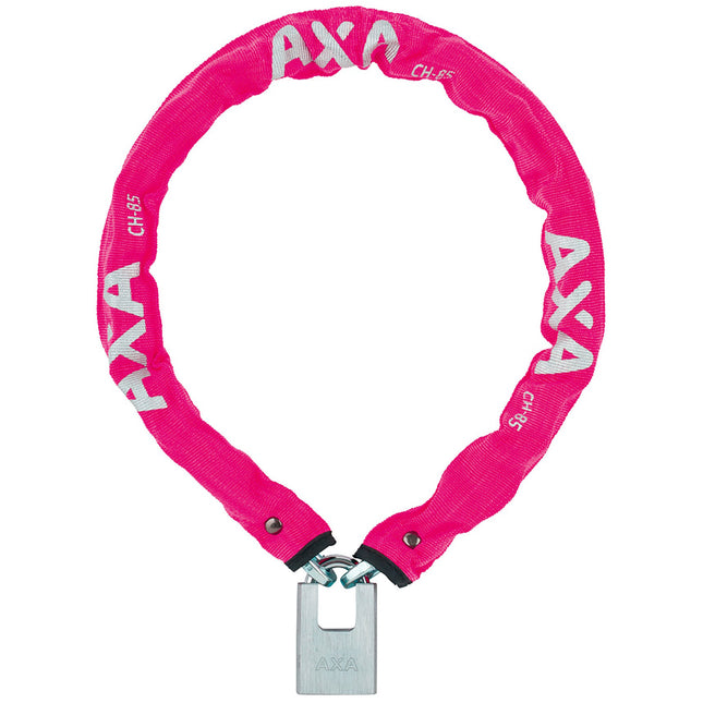 AXA kettingslot Clinch+ roze 85cm/6mm in hoes