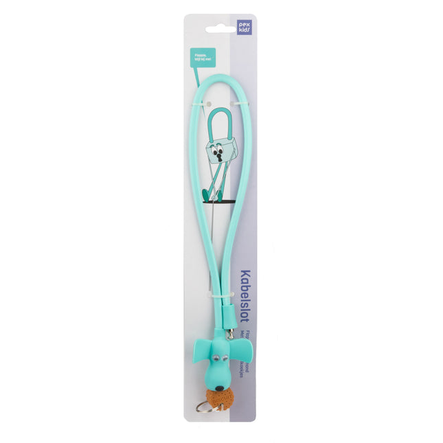 PexKids kabelslot Flappie siliconen ø1x58cm cyaan