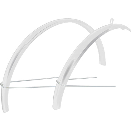 Stel spatborden 28" staal hybride 45mm zilver